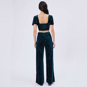 Cider Teal Velvet Wide Leg pants